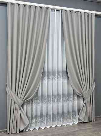 Комплект штор VR-Textil Шеніл 200х270 2шт і Тюль 500х270 1690ш-1680т Попелястий з білим 71-198/6 Київ
