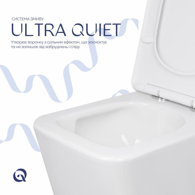 Унітаз підлоговий Qtap Crow Ultra Quiet безобідковий із сидінням Soft-close QTCRO27W51028 Київ - фото 5