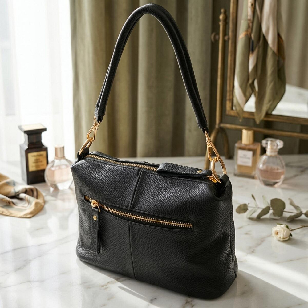 Цікава сумка через плече з натуральної шкіри 22135 Vintage Чорна Київ - фото 14