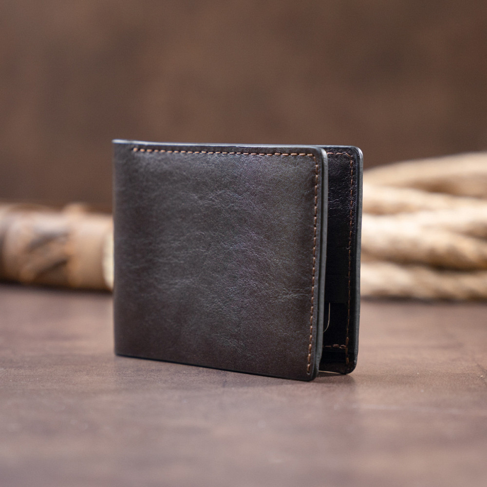 Стильне портмоне в гладкій шкірі GRANDE PELLE 11312 Коричневе Київ - фото 3