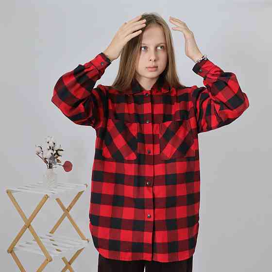 Дитяча байкова сорочка в чорно-червону карту для хлопчика, для дівчинки 116 Кам'янець-Подільський