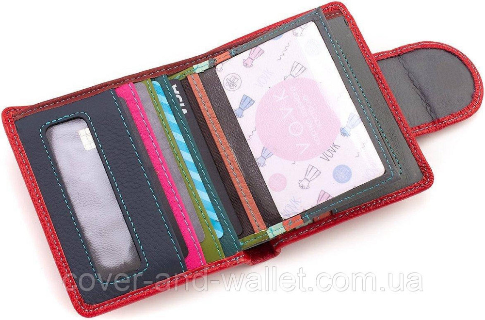 Компактний женский кошелек из натуральной кожи на магнитах красного цвета ST Leather Киев - изображение 8