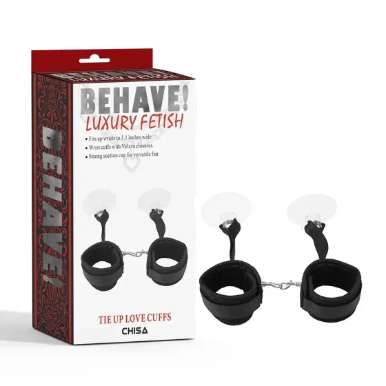 Фиксаторы для рук Chisa Behave! Tie Up Love Cuffs на присоске, черные Sex Aura Киев