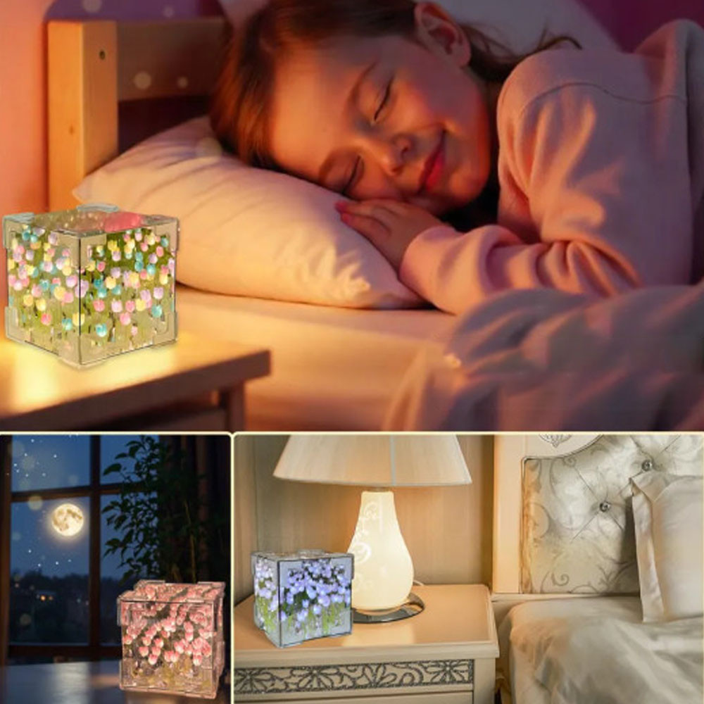 Нічник Нескінченні тюльпани (10×10см,20 тюльпанів),від батарейок,Різнокольоровий SBR Київ - фото 2