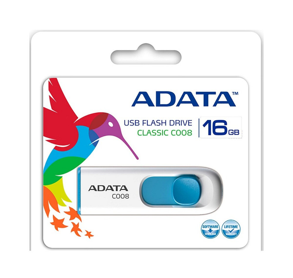 Flash A-DATA USB 2.0 C008 16Gb White/Blue Київ - фото 4