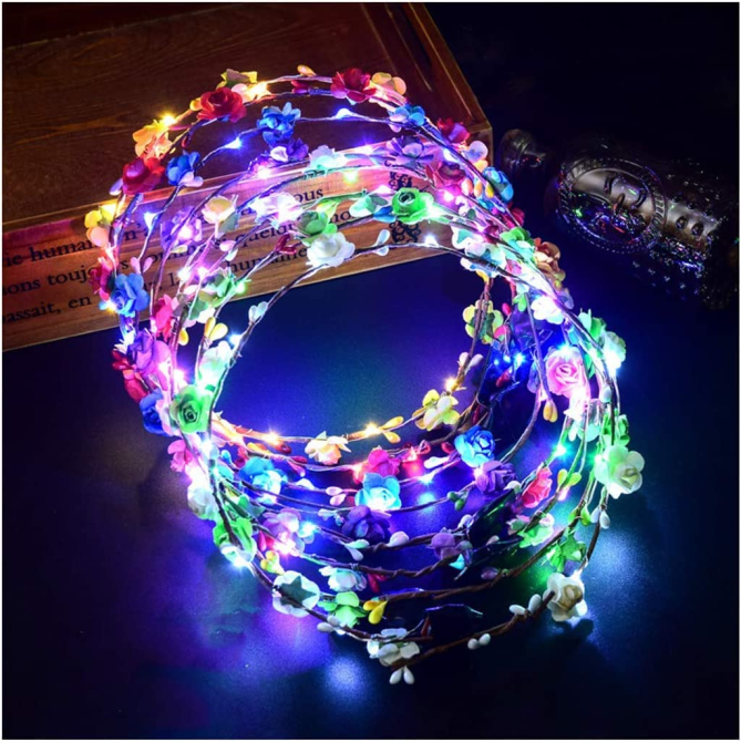 LED квіткові вінки-пов’язки на голову 7 шт., світлодіодні корони для весілля, вечірки та косплею, Ø19 см Київ - фото 13
