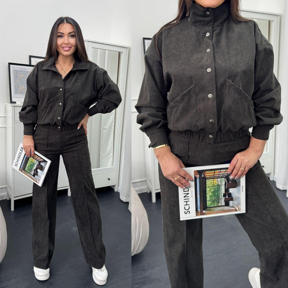 Жіночий стильний повсякденний костюм-двійка бомбер + штани Хакі, 46/48 Одеса - фото 6