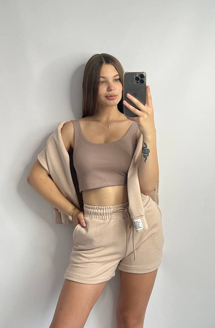 Шорты трикотажные женские Бежевый XS-S Харьков - изображение 2