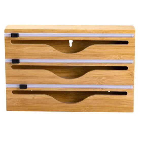 Yiwu Бамбуковий органайзер для харчової плівки та фольги з різаком 33,5×21,5×7,5 (см) HP-BYM Коломыя