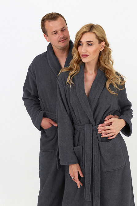 Чоловічий махровий халат Ideal Textile темно-сірий (56860775) Чернівці - фото 3