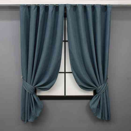 Комплект коротких штор VR-Textil Микровелюр Petek № 1489ш Серо-голубой 130х170 см 2 шт (35-0215) Киев