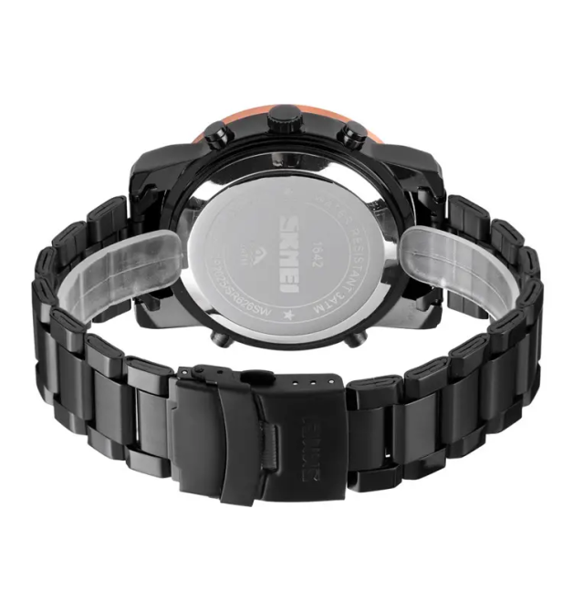 Чоловічий наручний класичний годинник Skmei 1642 (Чорний з чорним циферблатом) Вінниця - фото 7