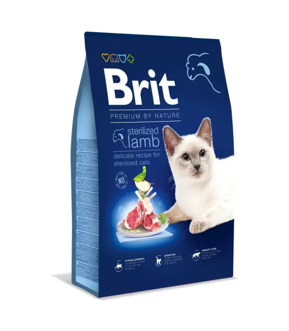 Сухой корм Брит Brit Premium by Nature Cat Sterilized Lamb с ягненком для кошек, 8 кг Винница - изображение 1