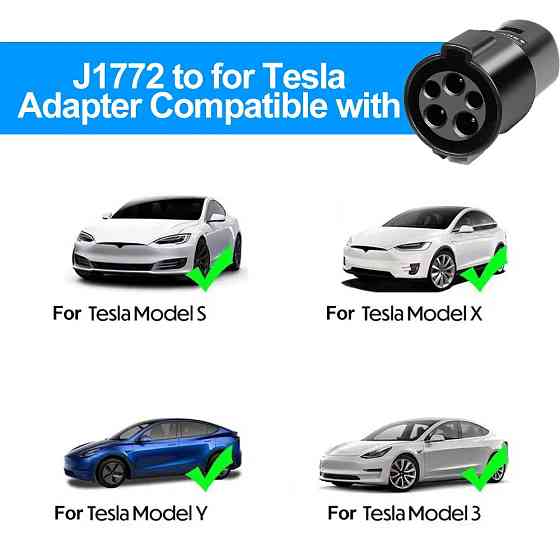 Переходник-адаптер Type 1 - Tesla Mirrow (J1772) для зарядки Tesla Model 3/Y/S/X (Черный) Николаев