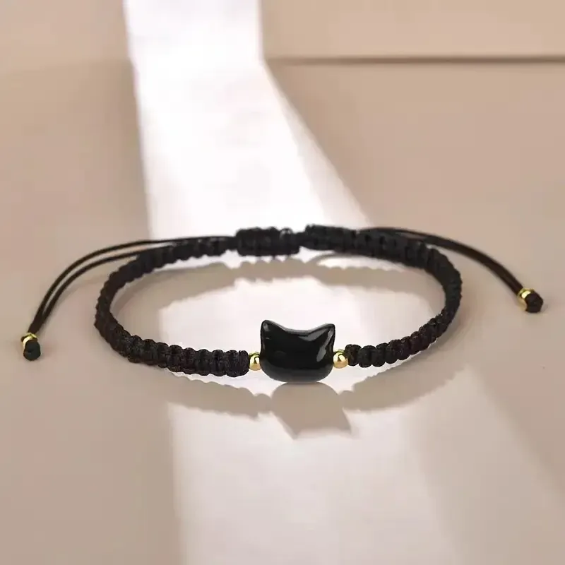 Парные браслеты с котиками – чёрный и белый, регулируемые 15–25 см Киев - изображение 6