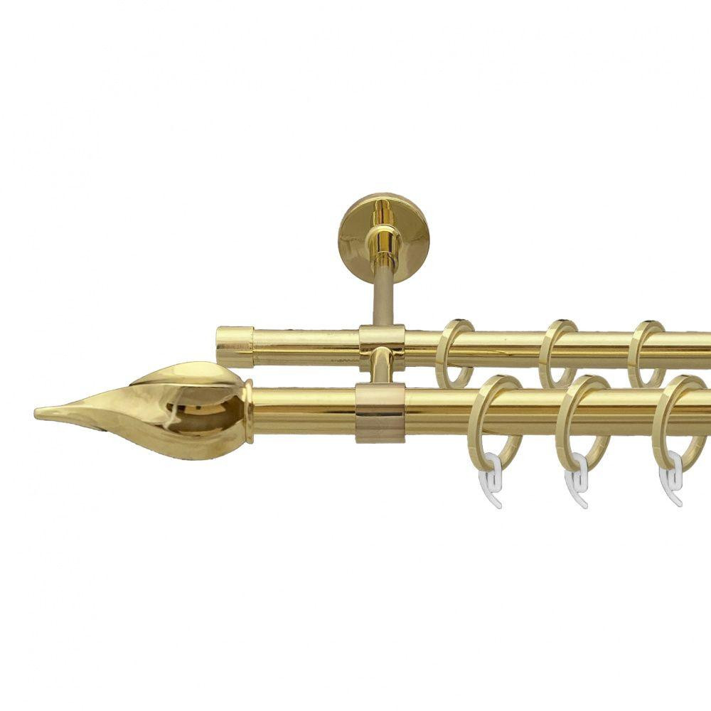 Карниз Orvit Твісто металевий дворядний закритий гладка труба кільце фасонне металеве  Золото 19\16 мм 160 см (00-00009386) Львів - фото 1