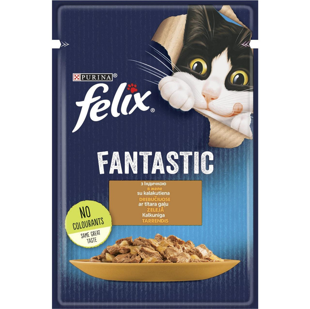 Влажный корм Феликс Felix Fantastic консервы для кошек с индейкой в желе (блок 26 шт × 85 г) Винница - изображение 2