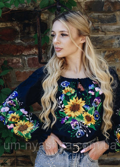 Жіноча лляна вишиванка "Мар'яна" темно-синя ХS-XXL Кривий Ріг - фото 2