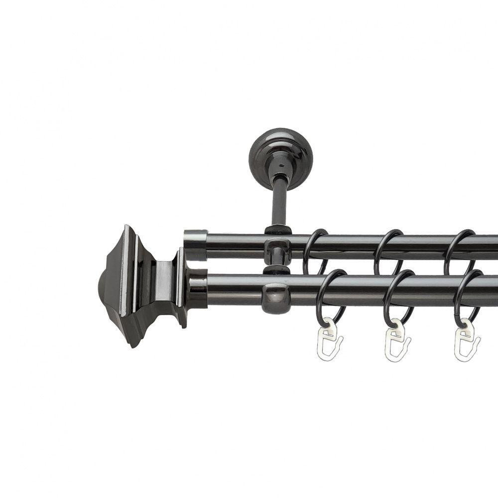 Карниз Orvit Борджеза металевий дворядний відкритий гладка труба кільце металеве Онікс 19\16 мм 160 см (00-00014849) Львів - фото 1