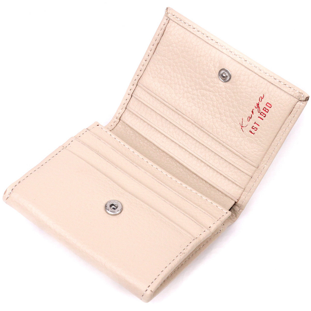 Маленький женский кошелек с монетницей из натуральной кожи KARYA 21377 Молочный Киев - изображение 5