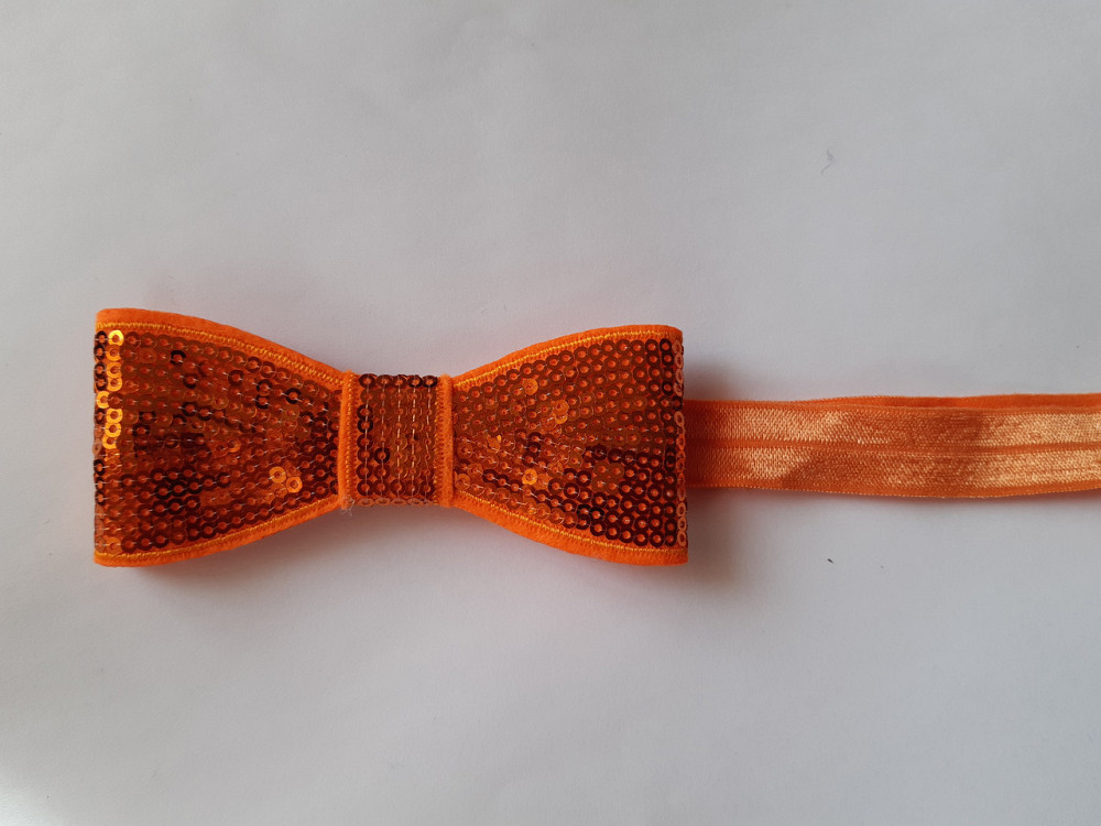 Пов'язка дитяча помаранчева з паєтками - бант близько 10см, окружність 36-48см Київ - фото 1