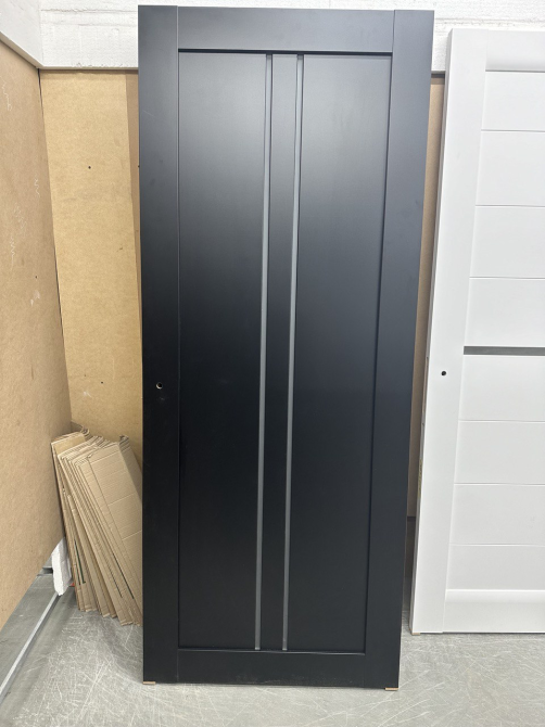 Двері екокошпон, Полотно, серія TETRA, Модель Т-02 (сатин) Колір: Чорний матовий  (НОВИНКА) Київ - фото 2