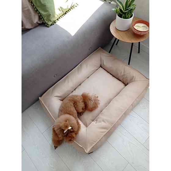 Водонепроникний лежак лежанка спальне місце для тварин зі знімним чохлом бежевий L (90см) Київ