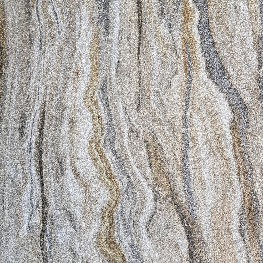 Шпалери метрові вінілові на флізелін дизайнерські Erismann Elle абстракція смуги хвилі бежеві золото срібло Київ - фото 2