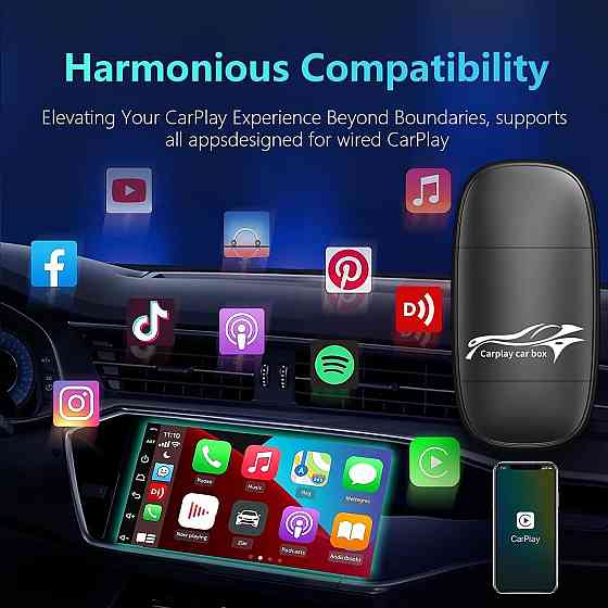 Беспроводной адаптер WCA-01 черный конвертер проводного CarPlay в беспроводной Android Auto 5GHz WiFi Киев