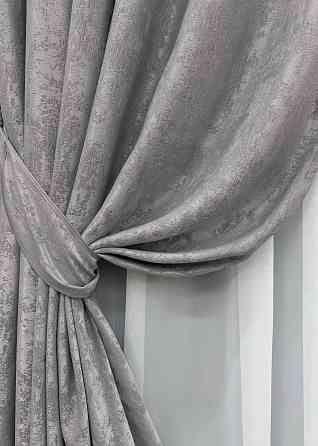 Комплект готовых штор VR-Textil Жакард Sultan YL № 1212 ш Серый 200х270 см 2 шт (32-328) Киев