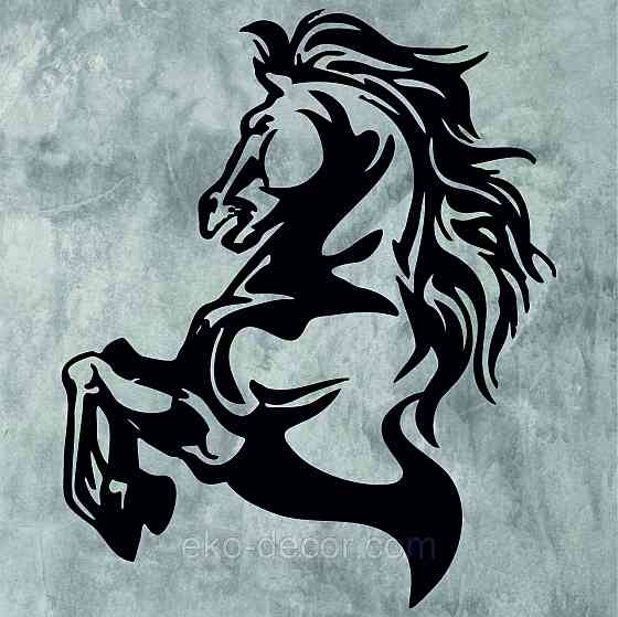 Декоративное настенное Панно «Лошадь», Декор на стену 90*74 см, Черный Киев