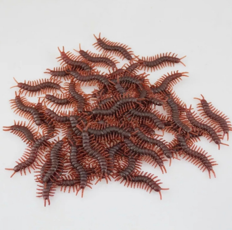 Декор на Хеллоуїн штучі гусениці 10 штук 6 см коричневий Київ - фото 3