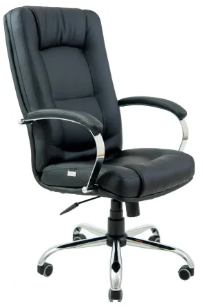 Офісне Крісло Керівника Richman Alberto Шкіра Комбо Lux Хром М2 AnyFix Чорний Дніпро