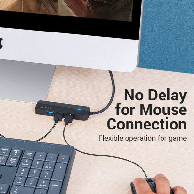 Концентратор Vention USB 3.1 Type-C to 3xUSB 3.0+MicroUSB+RJ45 100M Ethernet black (TGPBB) Вінниця - фото 4