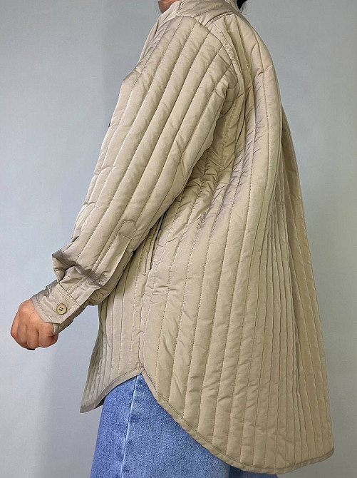 Куртка жіноча Lady Yep 9089 сорочка подовжена оверсайз стьобана демісезонна one size, бежевий, one size Київ - фото 14