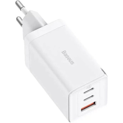 Зарядний пристрій Baseus 2xUSB-C 65W + 1xUSB GaN + cable USB-C to USB-C 100W 1.0m white (CCGP120202) Вінниця - фото 2