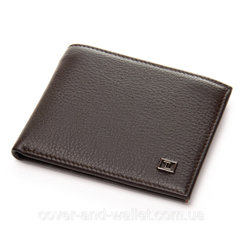 Тонкий чоловічий гаманець на магнітах коричневого кольору із натуральної шкіри Bretton Київ - фото 2