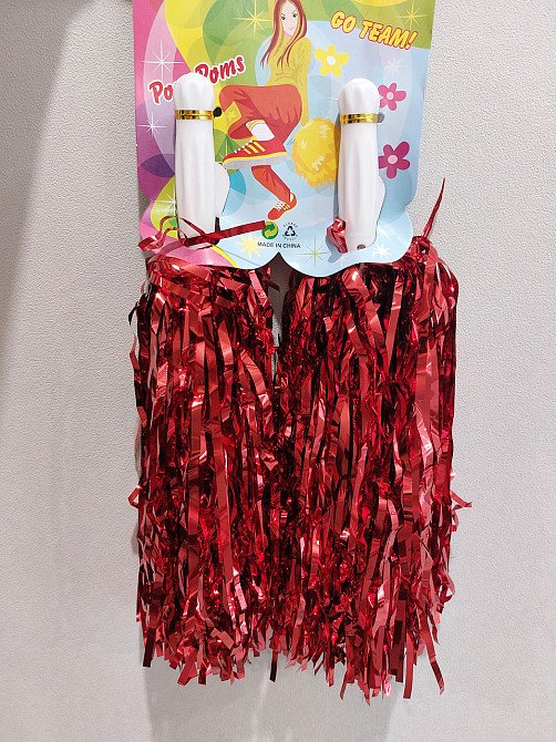 Помпоны для черлидинга для детей и взрослых 2 штуки 23 см красный Киев - изображение 2