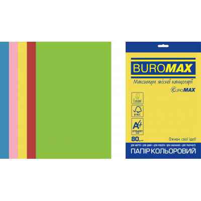 Бумага Buromax А4, 80g, INTENSIVE, 5colors, 50sh, EUROMAX (BM.2721350E-99) Винница