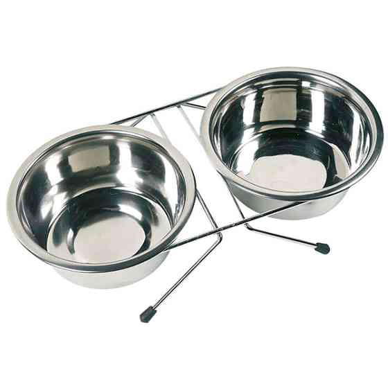 Flamingo Dinner Set ФЛАМІНГО ДІНЕР СЕТ 2 миски на підставці для собак, нержавіюча сталь Київ