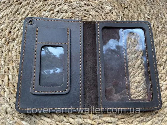 Кожаная обложка ДСНС с отделением для жетона цвет шоколад Puos Киев