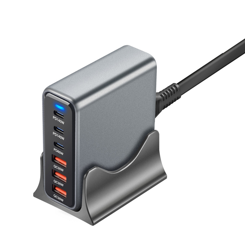 Сетевое зарядное устройство Gan 3C3A-435W (2Type-C-140W+1Type-C-65W+3USBQC3.0-30W) Серый Винница - изображение 4