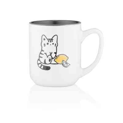 Чашка Ardesto Cat, 380мл, кераміка, біло-сірий (AR3055) Винница