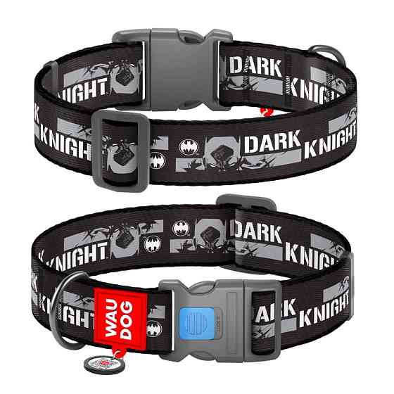 Нашийник для собак нейлоновий WAUDOG Nylon з QR паспортом, малюнок "Темний лицар", пластиковий фастекс, XXL, Ш Вінниця