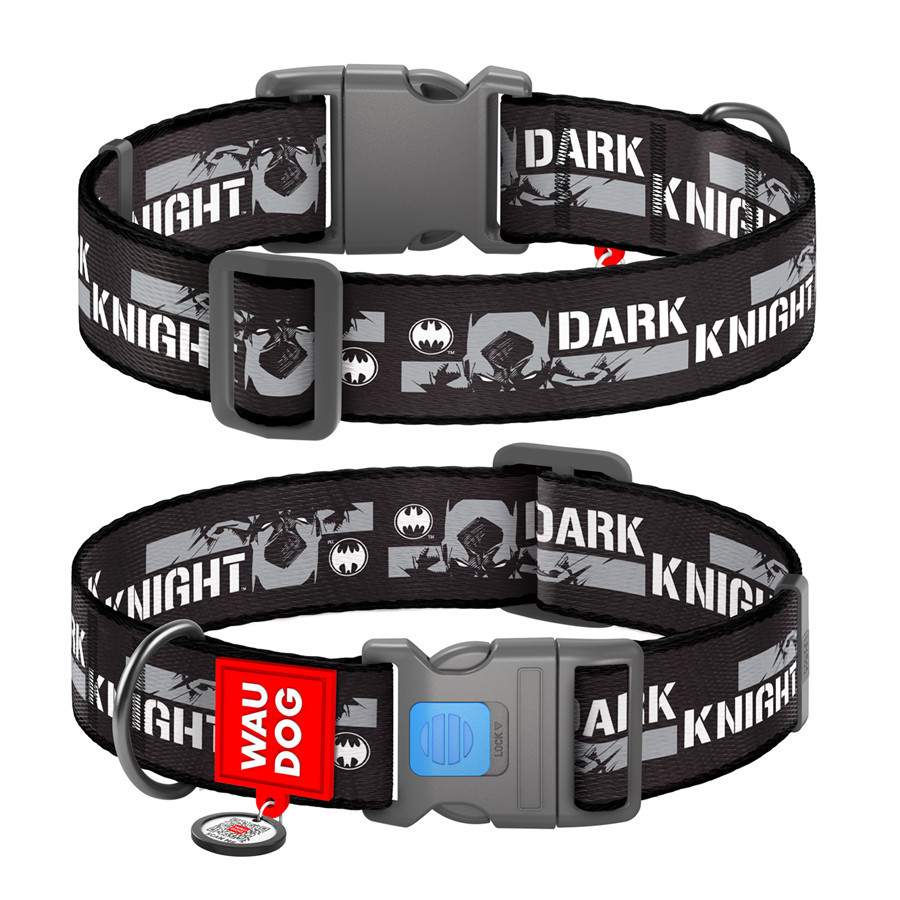 Нашийник для собак нейлоновий WAUDOG Nylon з QR паспортом, малюнок "Темний лицар", пластиковий фастекс, XXL, Ш Вінниця - фото 1