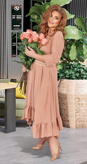 Красивое бежевое платье большого размера (50) Киев - изображение 2