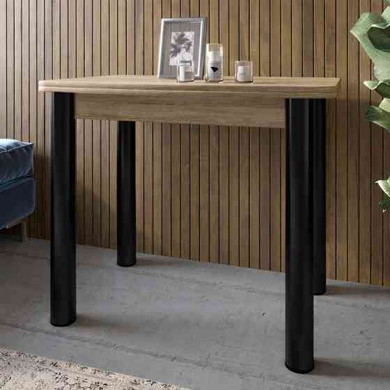 Обеденный стол раскладной LION Нота черные ножки Дуб Сонома 60x90/90x120 (LION-045138) Львов