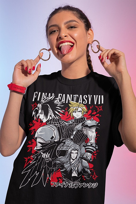 Футболка з аніме принтом Фінал Фантасй Віі Ребіртх оверсайз (S/M/L) Чорний AnimeJ0380 Дніпро - фото 1