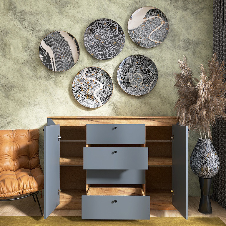 Комод в спальню Эверест Нордик-1400 140х38х95 см Графит + Дуб крафт золотой (DTM-5532) Днепр - изображение 3