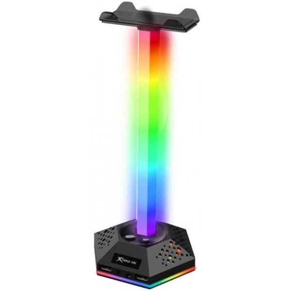 ПОДСТАВКА ДЛЯ ГАРНИТУРЫ XTRIKE ME RGB 2XUSB2.0 HUB, USB КАБЕЛЬ 1,9М, ВLACK (HT-03) Киев - изображение 1